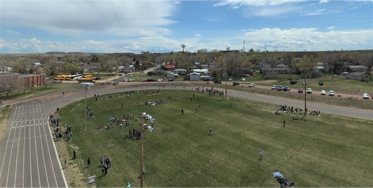 Drone picture of track meet